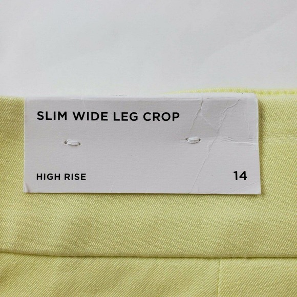 Ann Taylor Loft Womens Dress Pants Trousers SZ 14 Solid Yellow Wide Leg Crop NWT - Picture 3 of 11